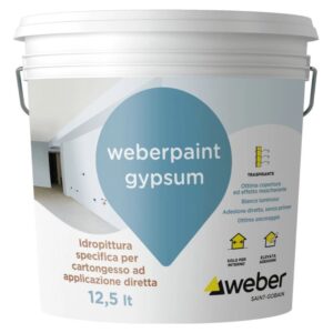 Idropittura per interni per cartongesso 4 lt Weberpaint Gypsum