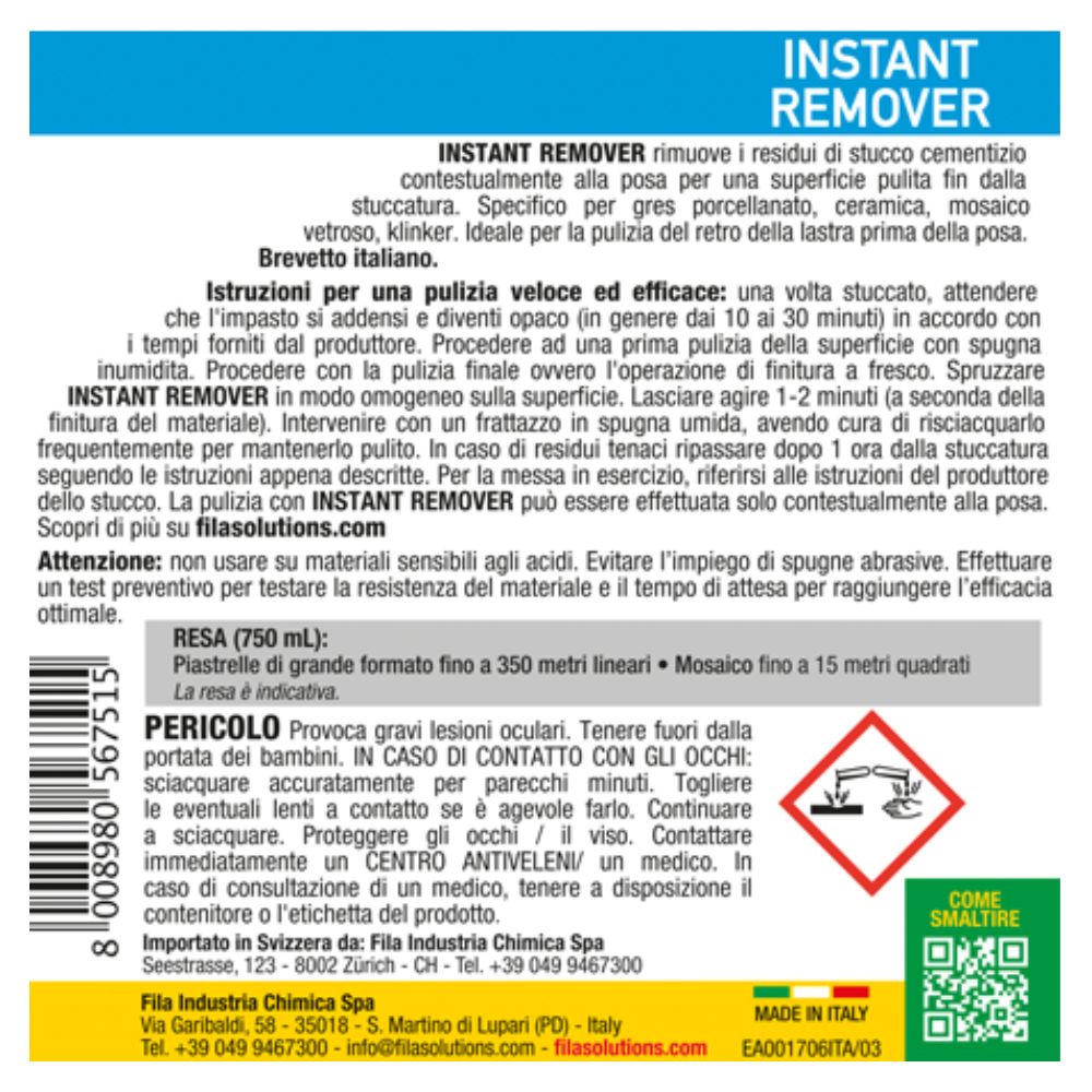 INSTANT REMOVER Pulitore instantaneo per stucco cementizio - immagine 2